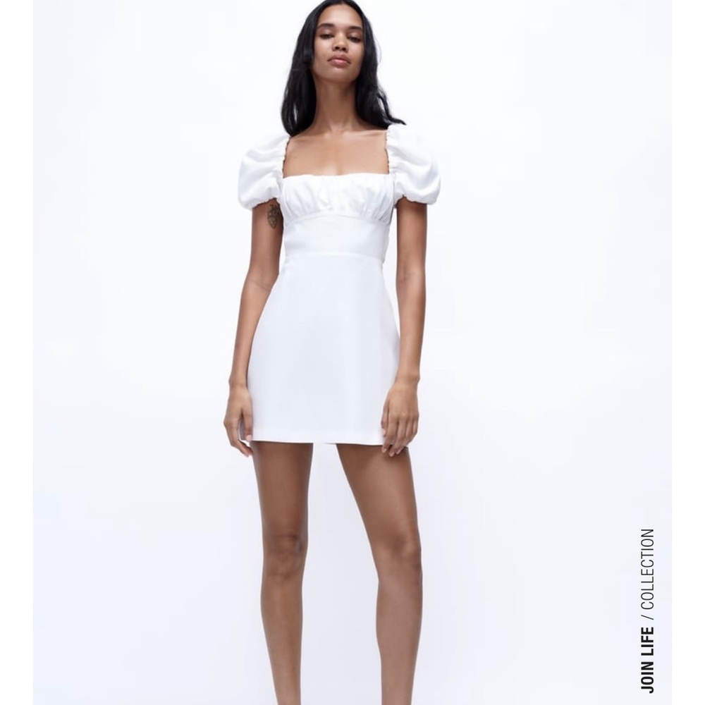 Zara - Linen Blend Dress White - small